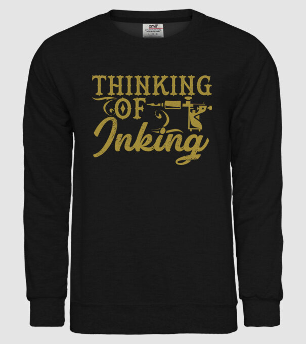 Thinking of inking model negru pe tricou