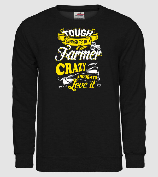 Tough enough to be a farmer Traktoros model negru pe tricou