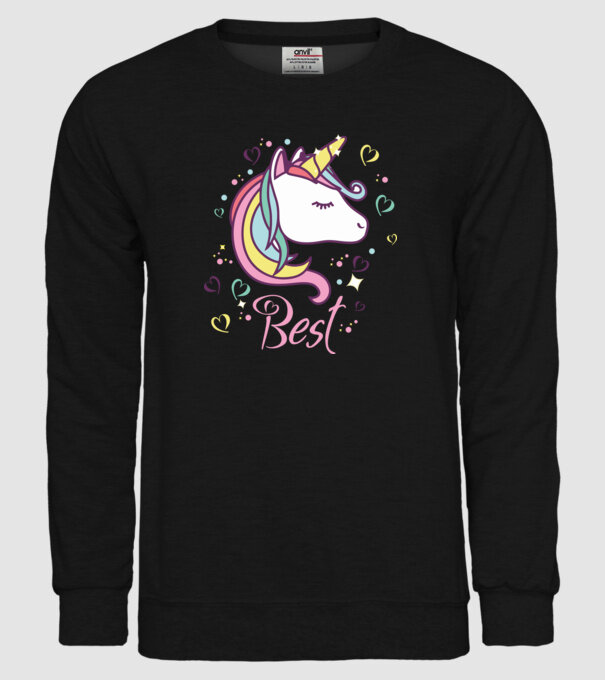 Unicorn Best model negru pe tricou