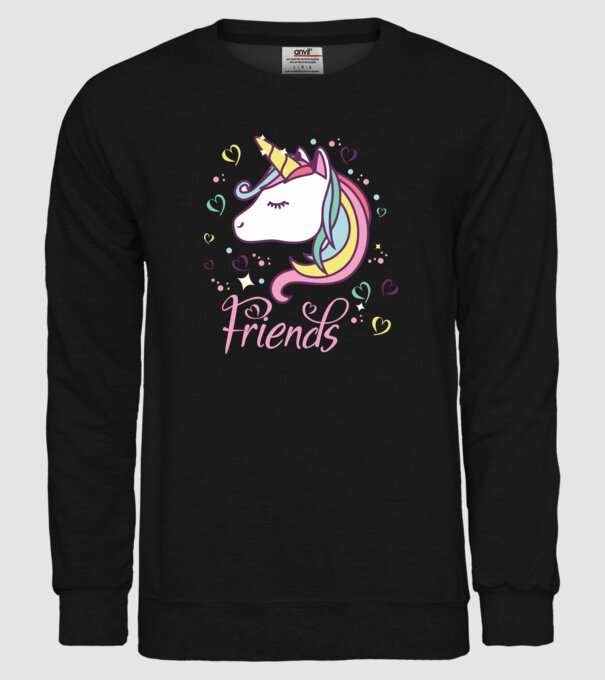 Unicorn Friend model negru pe tricou