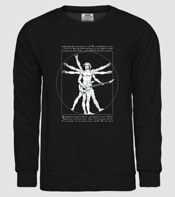Vitruvius Guitar model negru pe tricou
