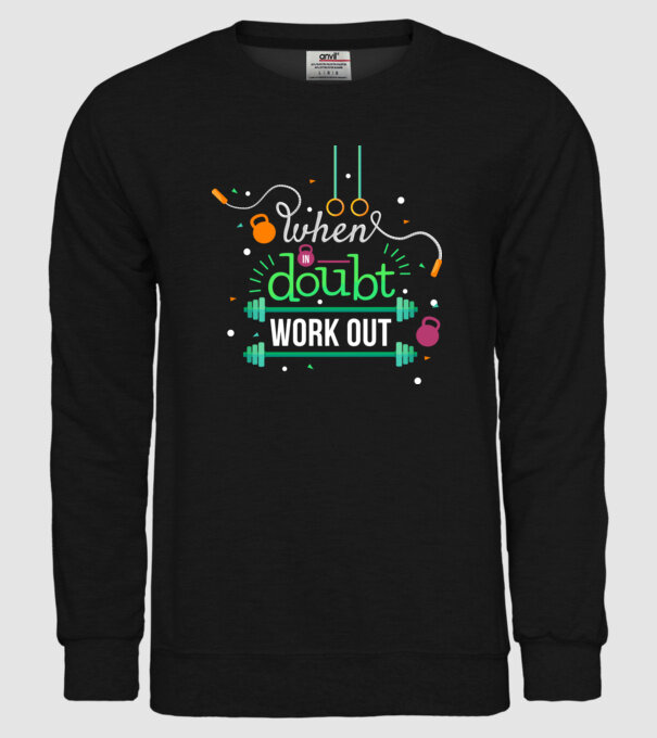 When in doubt model negru pe tricou