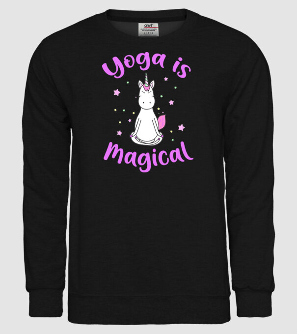 yoga is magical model negru pe tricou
