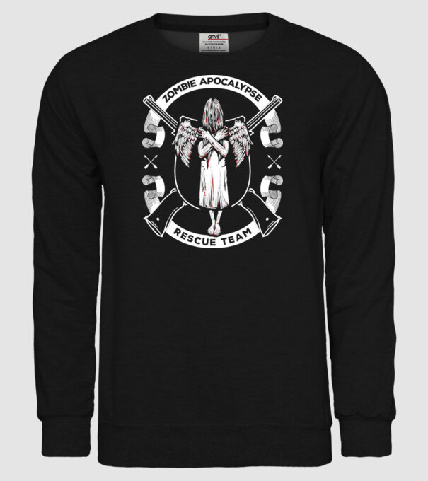 Zombie apocalypse rescue team angel model negru pe tricou