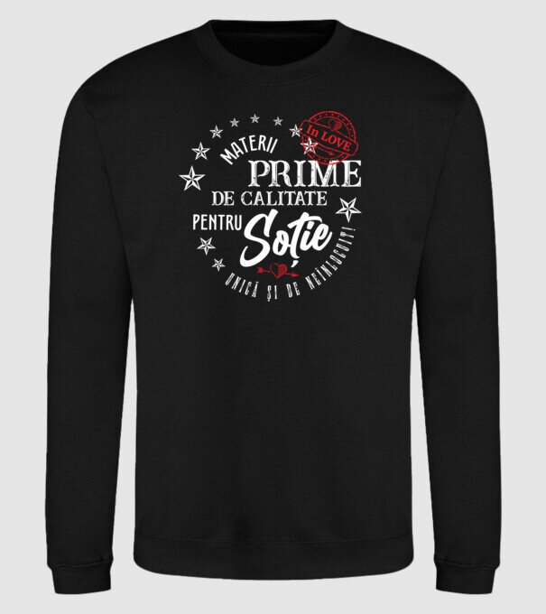00_Materii prime de calitate pentru soție model negru pe tricou