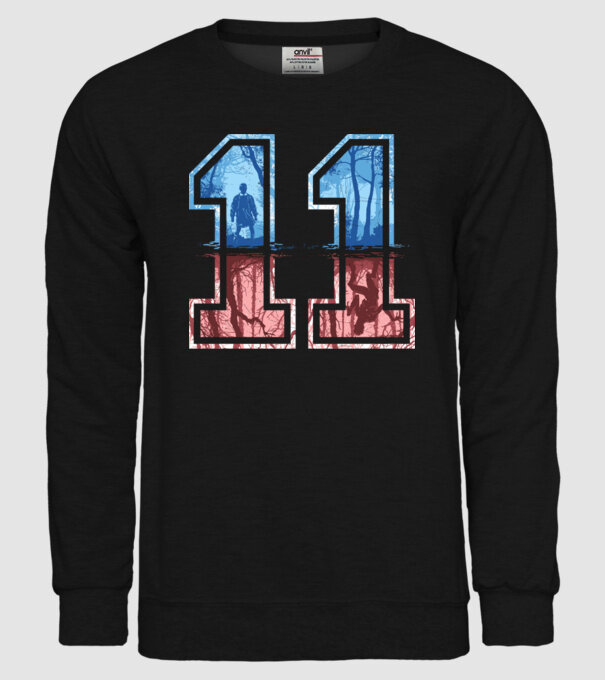 11 eleven stranger things model negru pe tricou