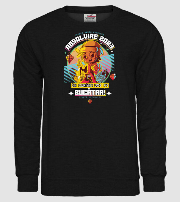 absolvire 2023 bucătar model negru pe tricou