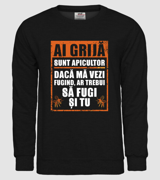 ai grijă, sunt apicultor, dacă mă vezi fugind, ar trebui să fugi și tu model negru pe tricou
