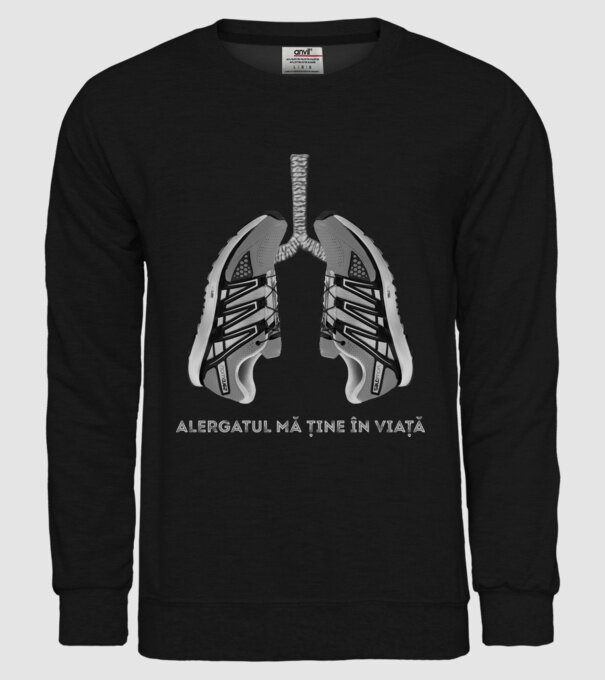 Alergatul mă ține în viață model negru pe tricou