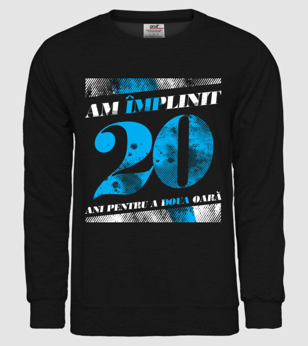 Am împlinit 20 ani pentru a doua oară model negru pe tricou