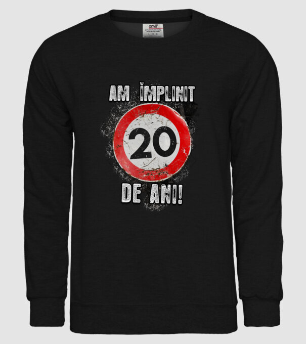 Am împlinit 20 de ani! model negru pe tricou