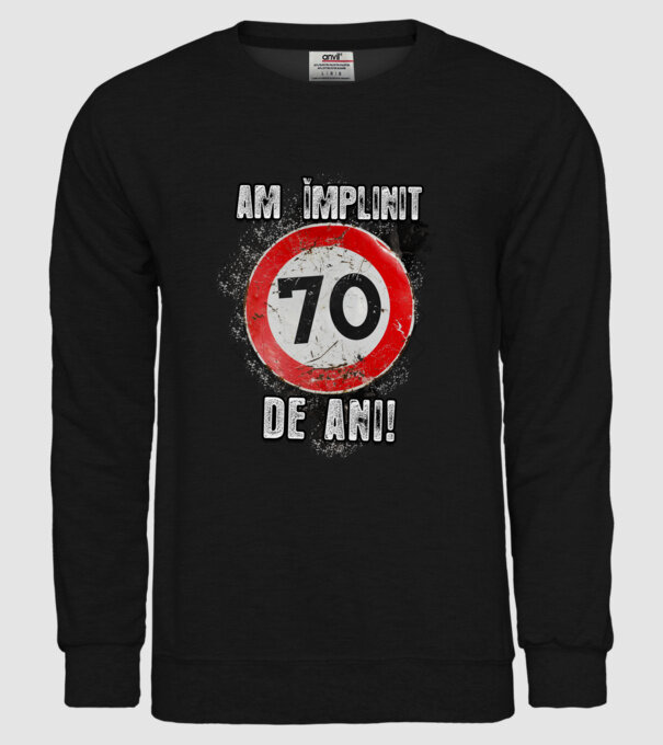 Am împlinit 70 de ani! model negru pe tricou