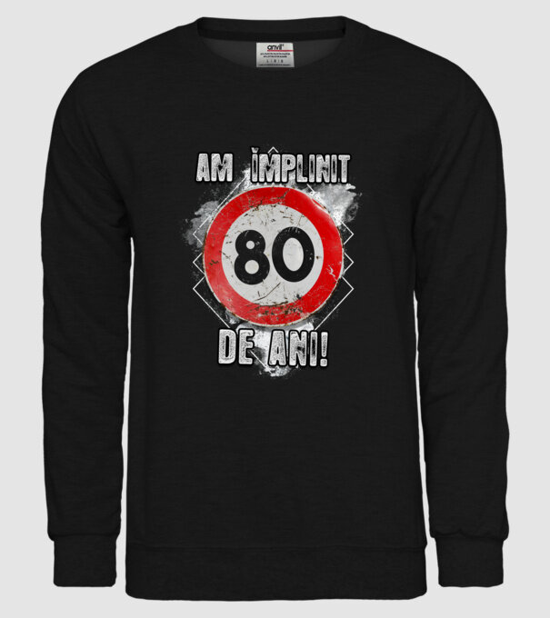 Am împlinit 80 de ani! model negru pe tricou
