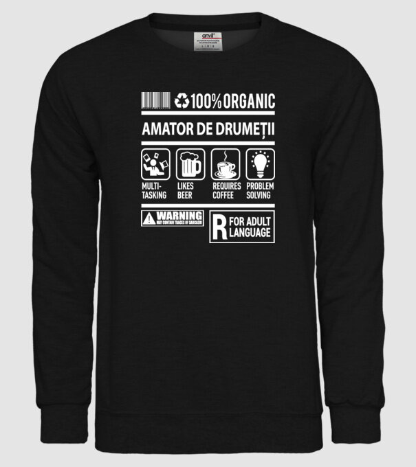 amator de drumeții model negru pe tricou
