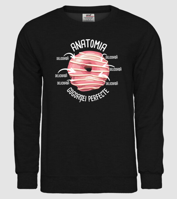 anatomia gogoașei perfecte: delicioasă model negru pe tricou