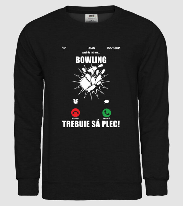 apel de intrare - bowling - respinge - acceptă - TREBUIE SĂ PLEC! model negru pe tricou