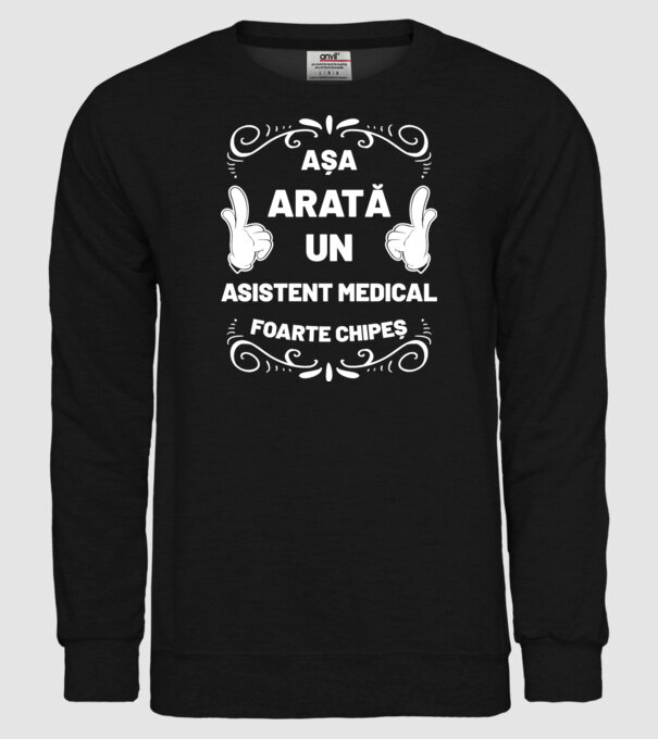 Așa arată un asistent medical foarte chipeș model negru pe tricou