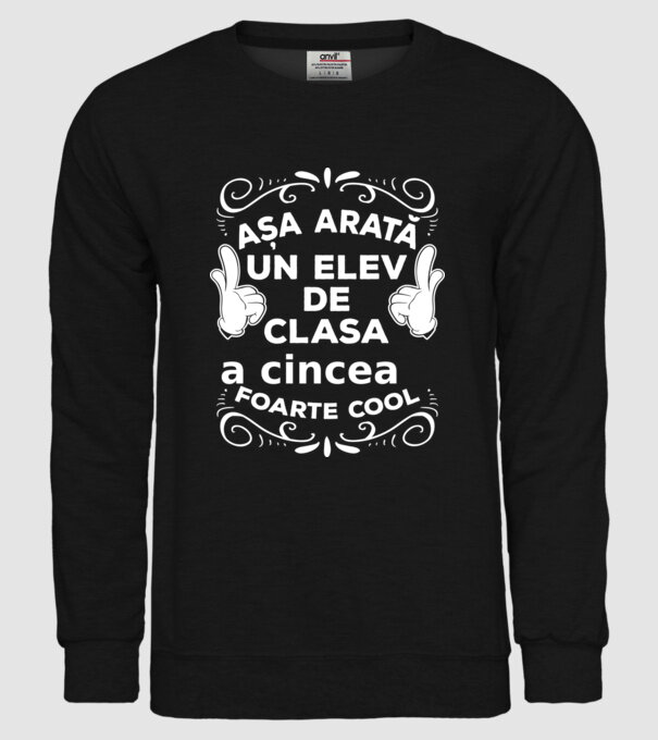 Așa arată un elev de clasa a cincea foarte cool model negru pe tricou
