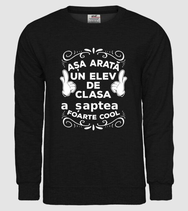 Așa arată un elev de clasa a șaptea foarte cool model negru pe tricou