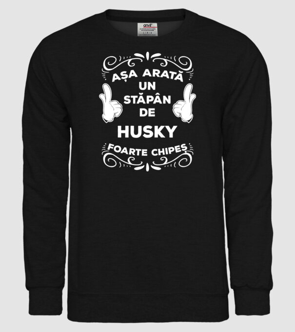 Așa arată un stăpân de Husky foarte chipeș model negru pe tricou