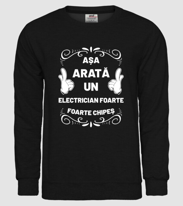 Așa arată un electrician foarte chipeș model negru pe tricou