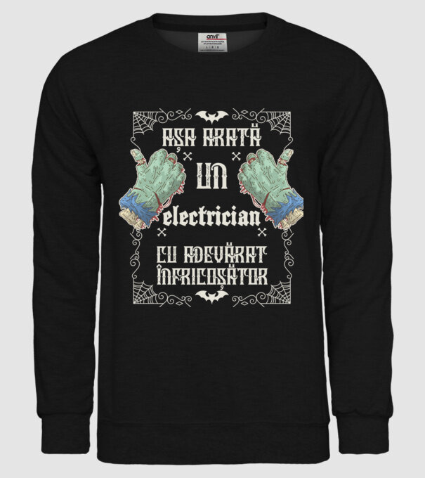 Așa arată un ELECTRICIAN cu adevărat înfricoșător model negru pe tricou