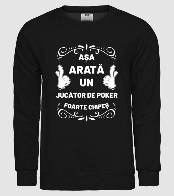 Așa arată un JUCĂTOR DE POKER foarte chipeș model negru pe tricou