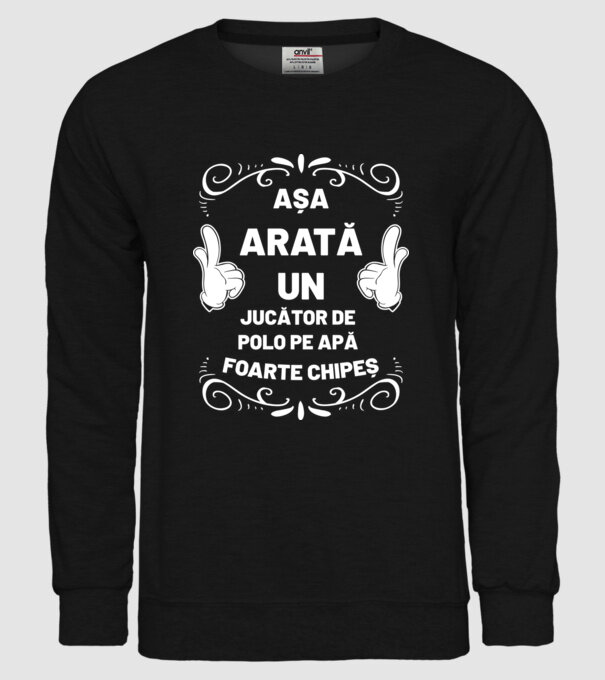 Așa arată un jucător de polo pe apă foarte chipeș model negru pe tricou