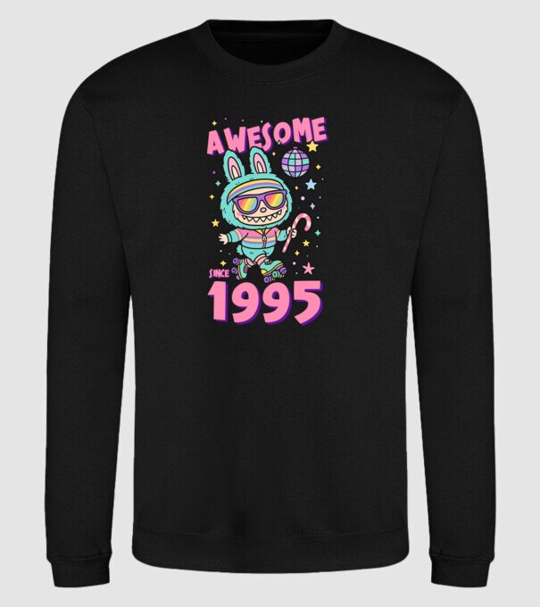 Awesome since 1995 - Labubu model negru pe tricou
