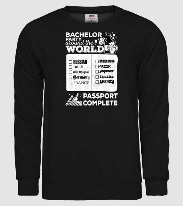 Bachelor Party World tour model negru pe tricou