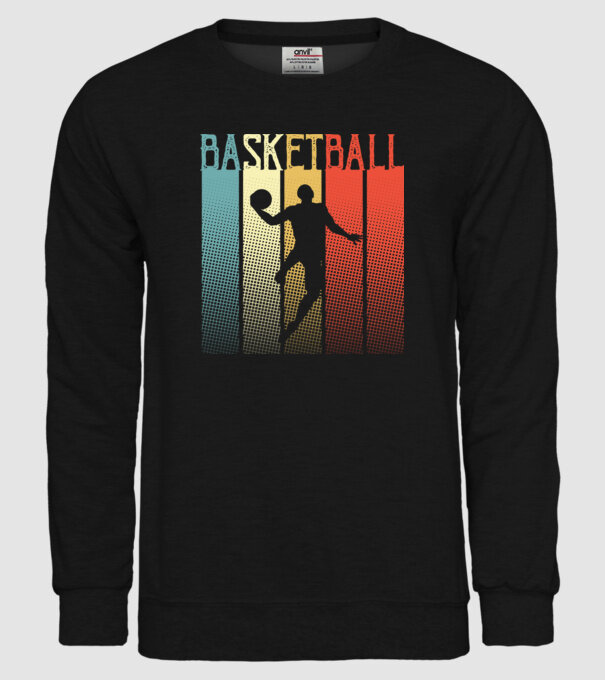 basketball vintage model negru pe tricou