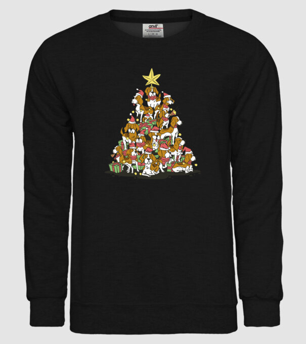 beagle christmas tree model negru pe tricou