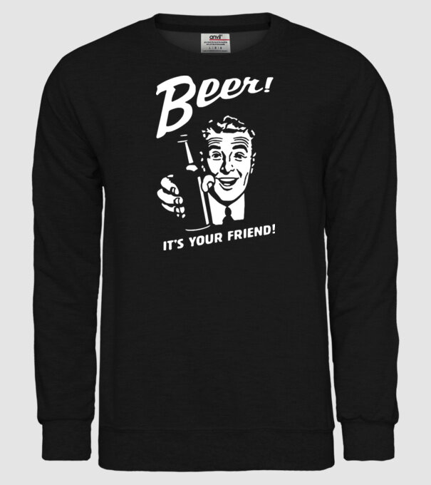 beer is your friend model negru pe tricou