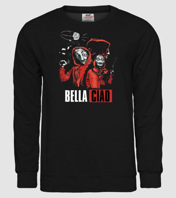 bella ciao money heist model negru pe tricou