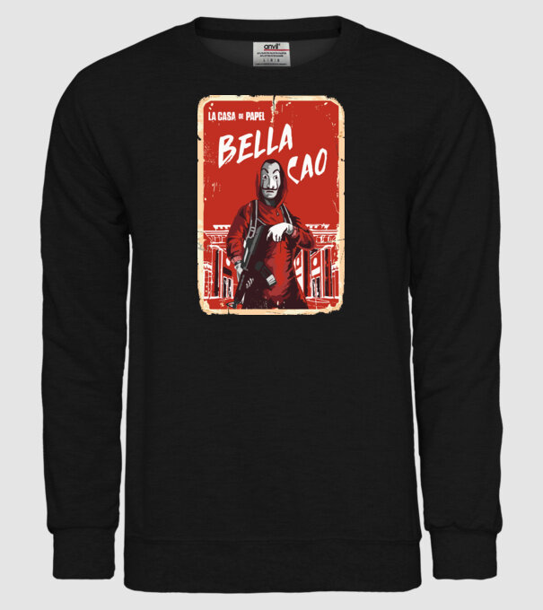 bella ciao poster retro model negru pe tricou