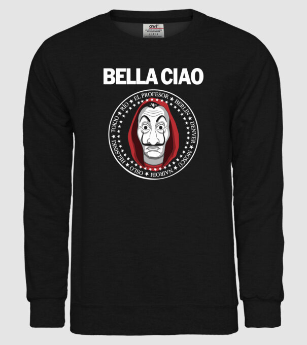 bella ciao stroke white model negru pe tricou
