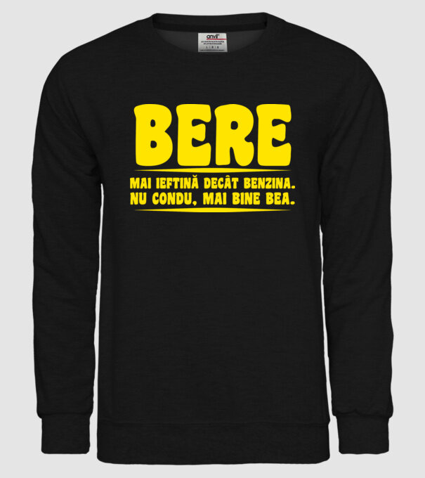 bere: mai ieftină decât benzina. nu condu, mai bine bea. model negru pe tricou