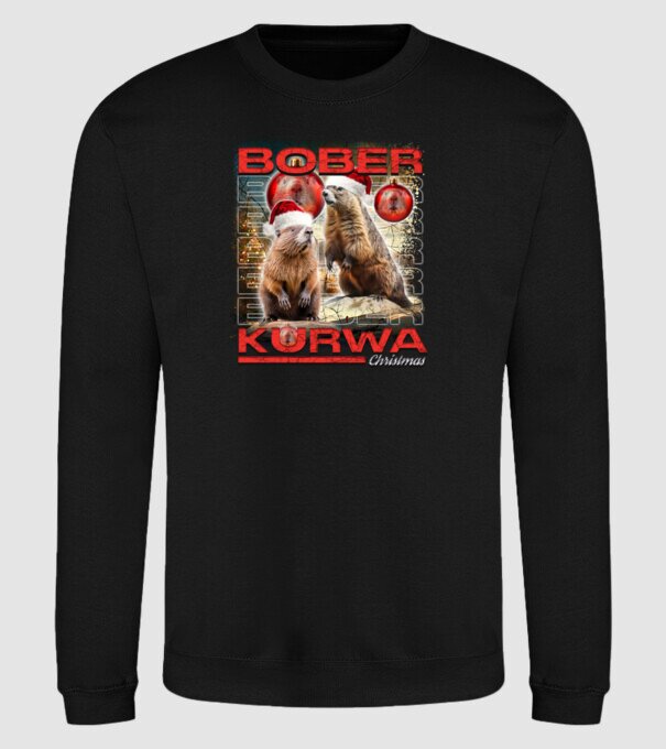 Bober kurwa christmas universe model negru pe tricou