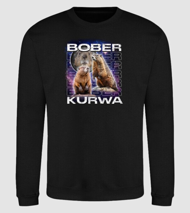 Bóber Kurwa universe model negru pe tricou