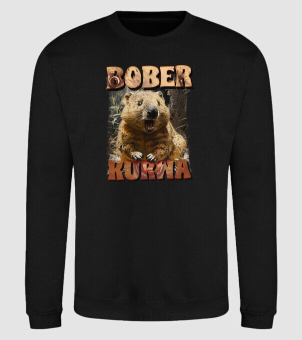BOBER wombat model negru pe tricou