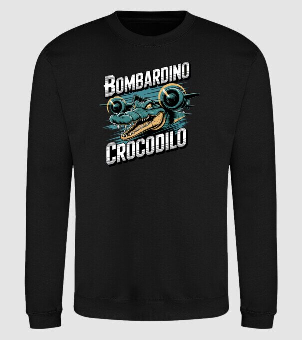Bombardino Crocodilo 2 model negru pe tricou