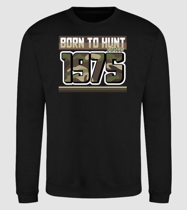 Born to hunt since 1975 model negru pe tricou