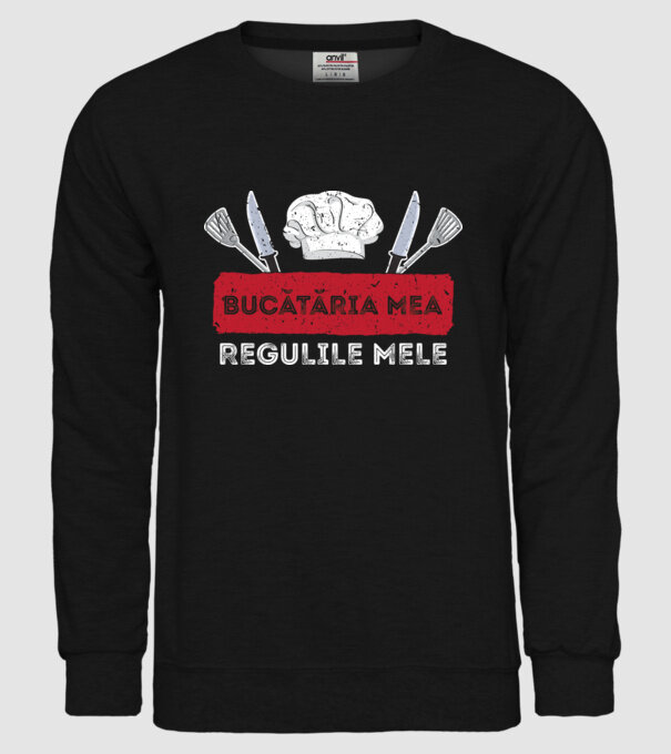 Bucătăria mea, regulile mele model negru pe tricou