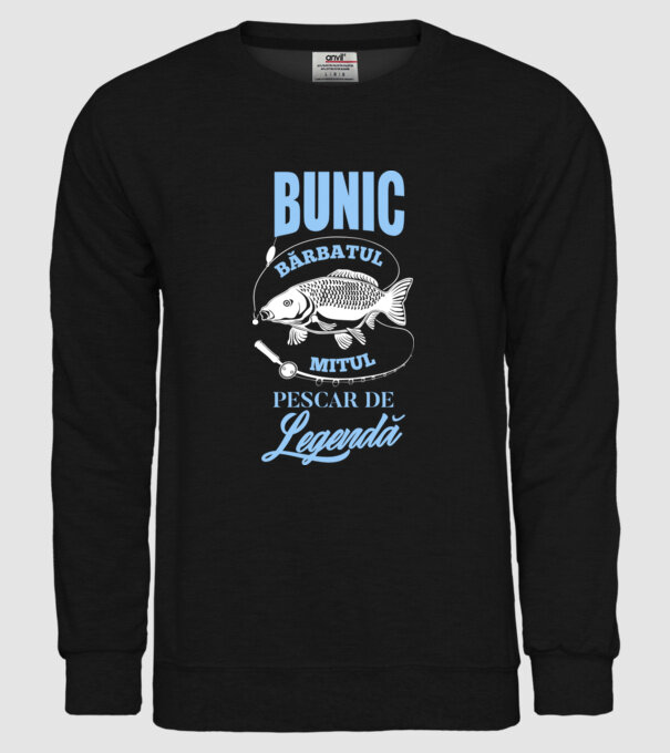 Bunic - bărbatul, mitul, pescar de legendă model negru pe tricou