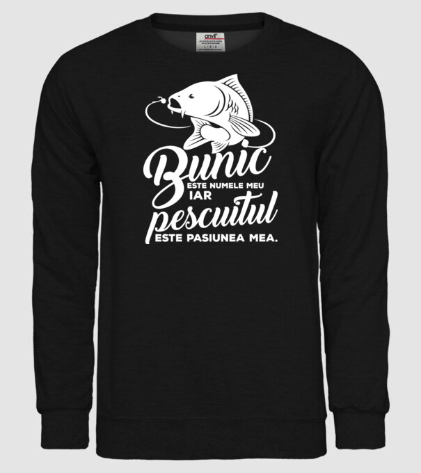 Bunic este numele meu, iar pescuitul este pasiunea mea model negru pe tricou