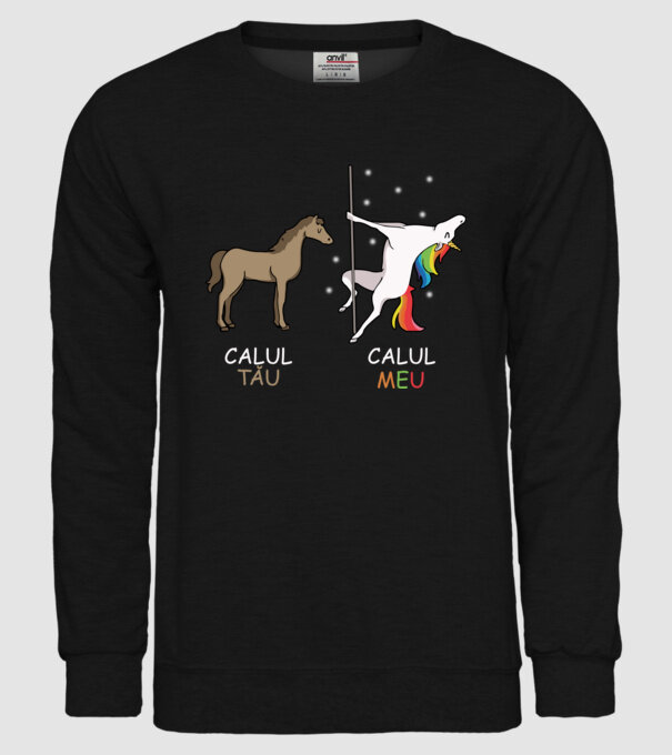 calul tău - calul meu model negru pe tricou