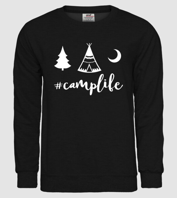 camplife model negru pe tricou