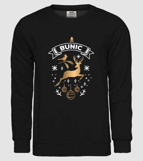bunic christmas model negru pe tricou