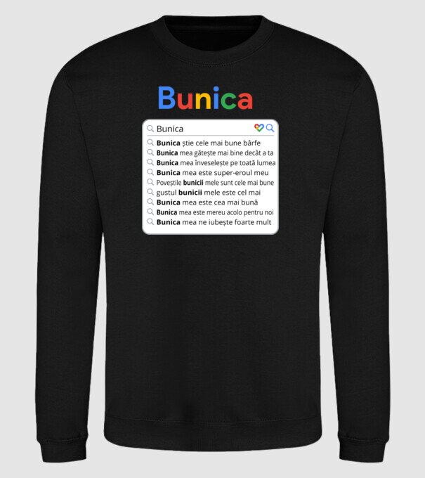căutare Google Bunica model negru pe tricou