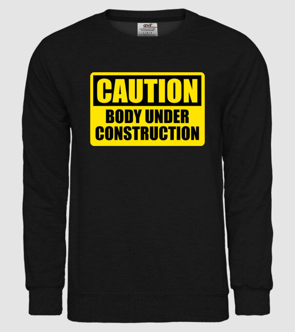 Caution Body Under Construction model negru pe tricou
